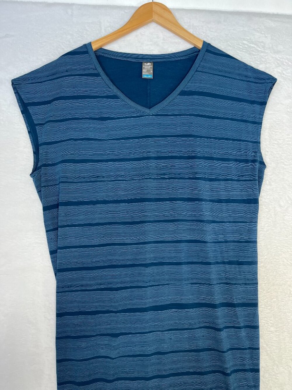 Icebreaker Merino Wool Cool-Lite™ BlueYanni Tee Dress Combed Lines sz L Outdoors - Picture 4 of 8